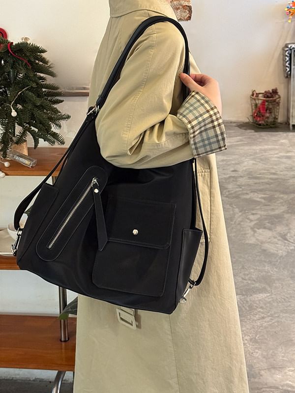 Pocket Nylon Shoulder Bag