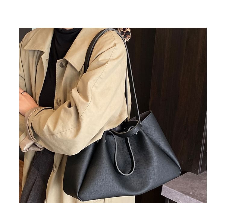 Tri Fold Faux Leather Tote Bag