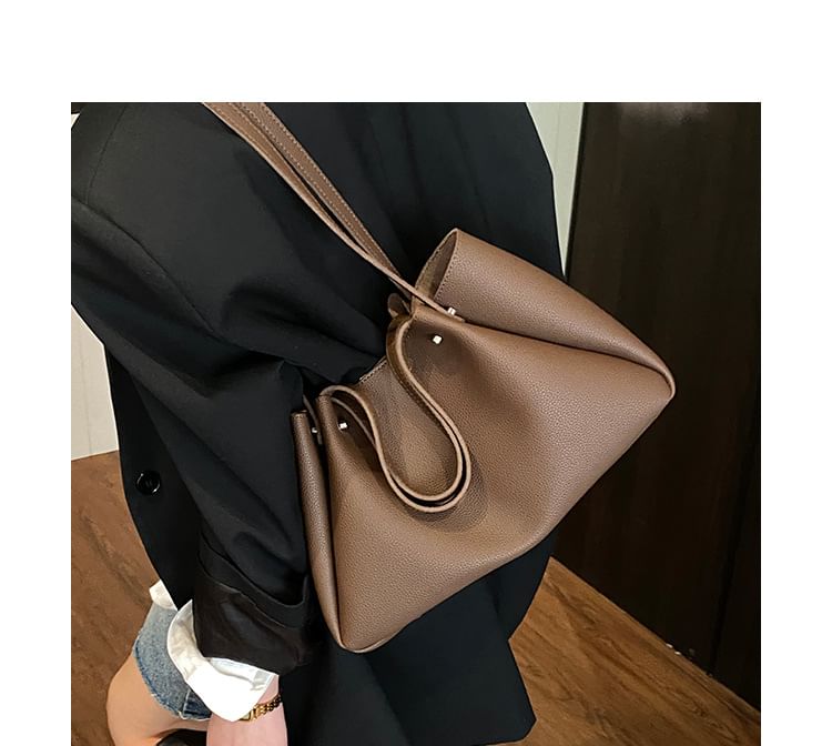 Tri Fold Faux Leather Tote Bag