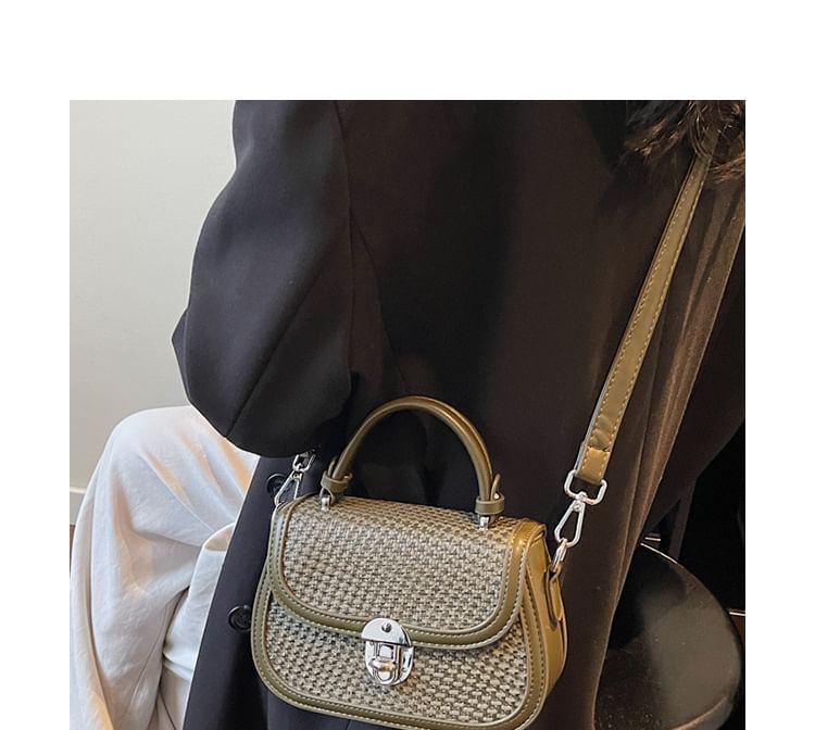 Houndstooth Faux Leather Crossbody Bag