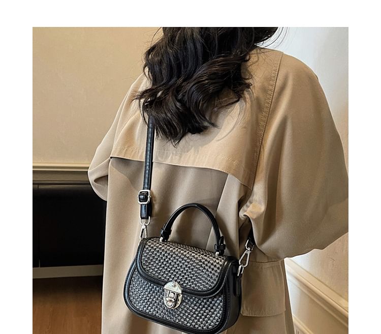 Houndstooth Faux Leather Crossbody Bag