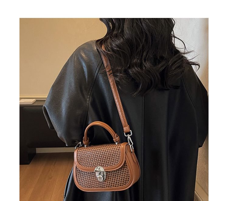 Houndstooth Faux Leather Crossbody Bag