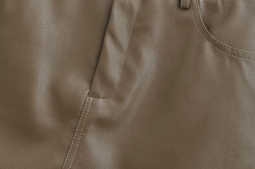 Faux Leather Mini Skirt - Low Waist