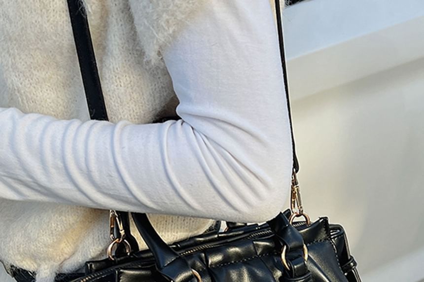 Top Handle Faux Leather Shoulder Bag