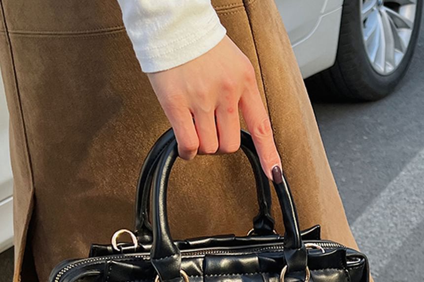 Top Handle Faux Leather Shoulder Bag