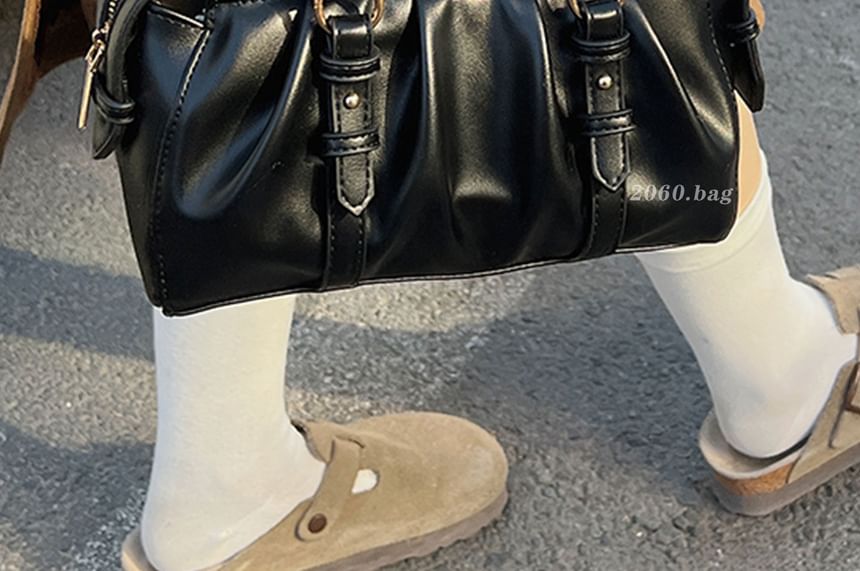 Top Handle Faux Leather Shoulder Bag