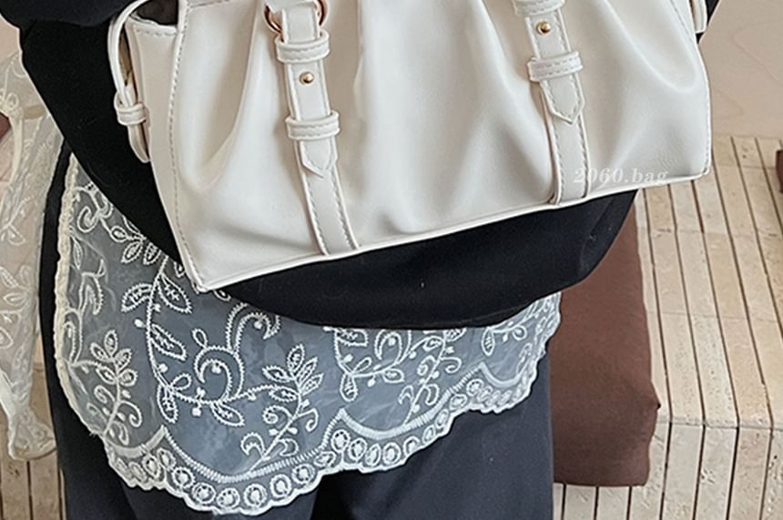 Top Handle Faux Leather Shoulder Bag