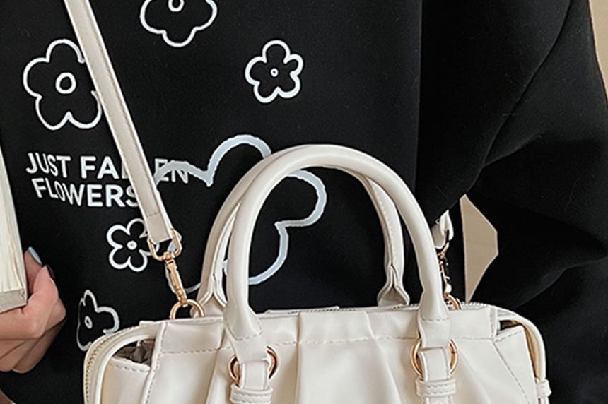 Top Handle Faux Leather Shoulder Bag