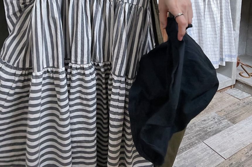 Long-Sleeve Striped Maxi A-Line Shirt Dress