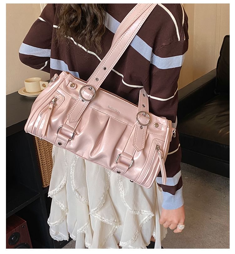 Buckled Zip Shoulder Bag