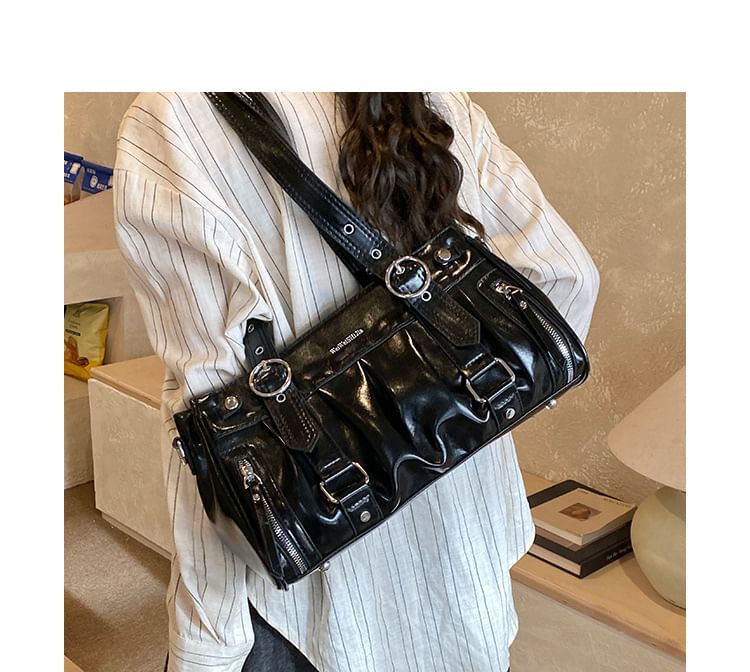 Buckled Zip Shoulder Bag