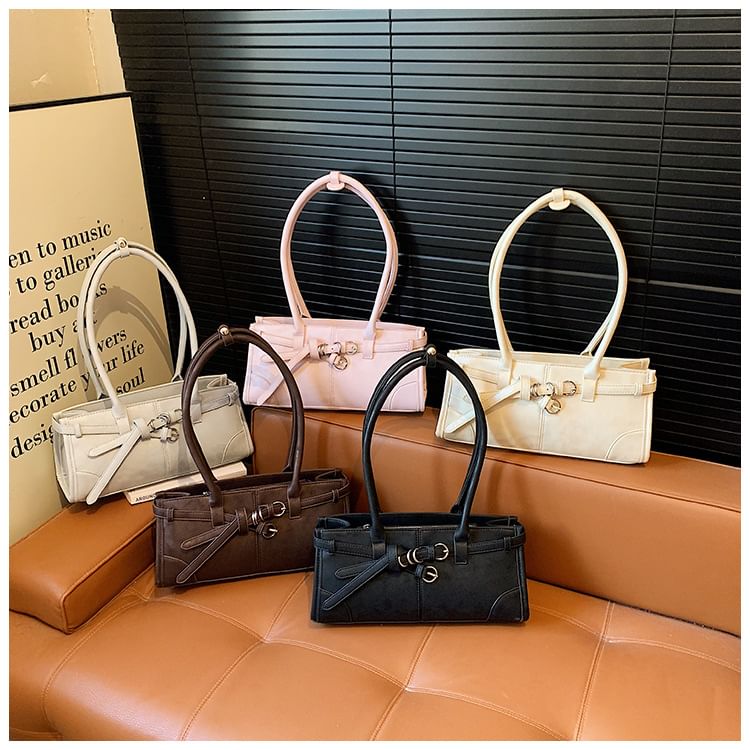 Belted Panel Shoulder Bag