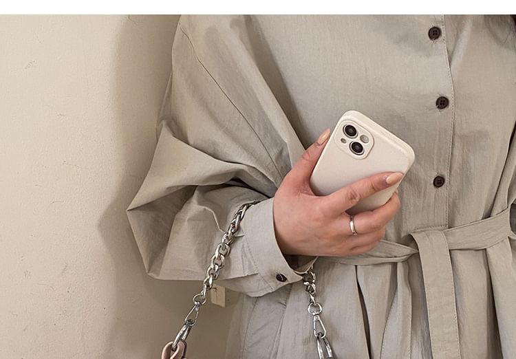 Chained Faux Leather Crossbody Bag
