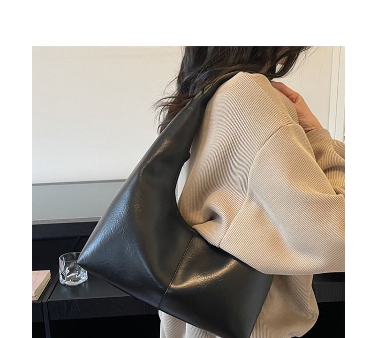 Plain Faux Leather Tote Bag