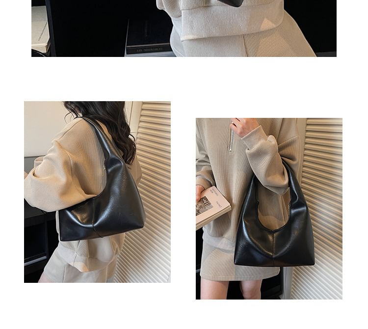Plain Faux Leather Tote Bag