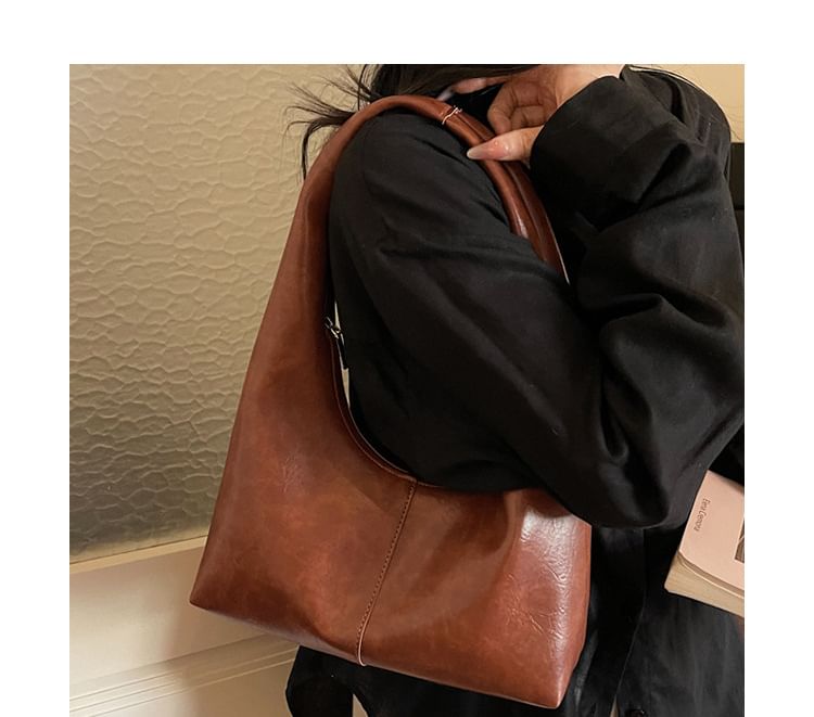 Plain Faux Leather Tote Bag