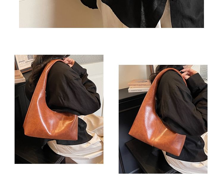 Plain Faux Leather Tote Bag