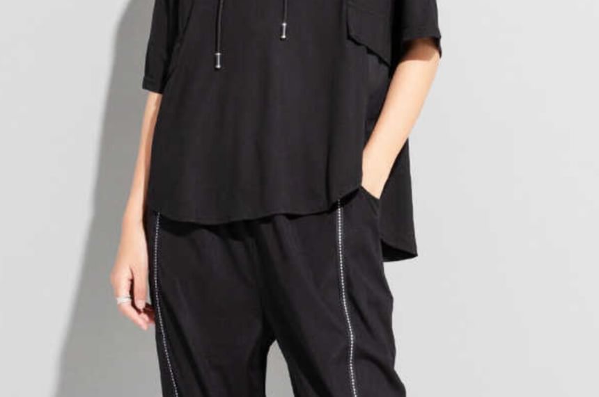 Elbow-Sleeve Two Tone Hoodie