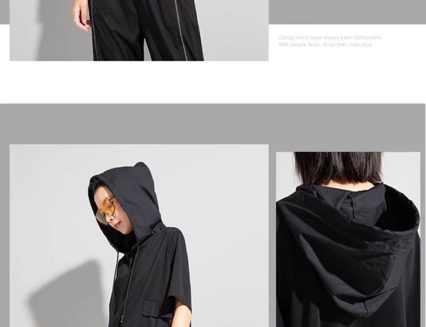 Elbow-Sleeve Two Tone Hoodie