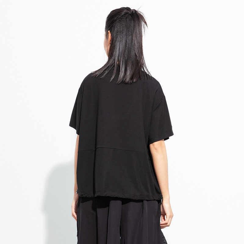 Short-Sleeve Crewneck Half Zip Solid Tee