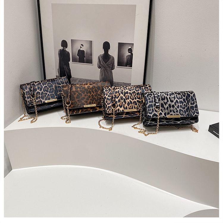 Leopard Print Flap Shoulder Bag