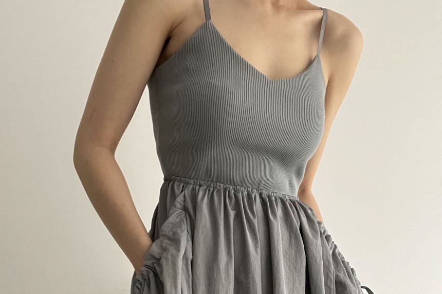Spaghetti Strap Scoop Neck Plain Maxi A-Line Dress