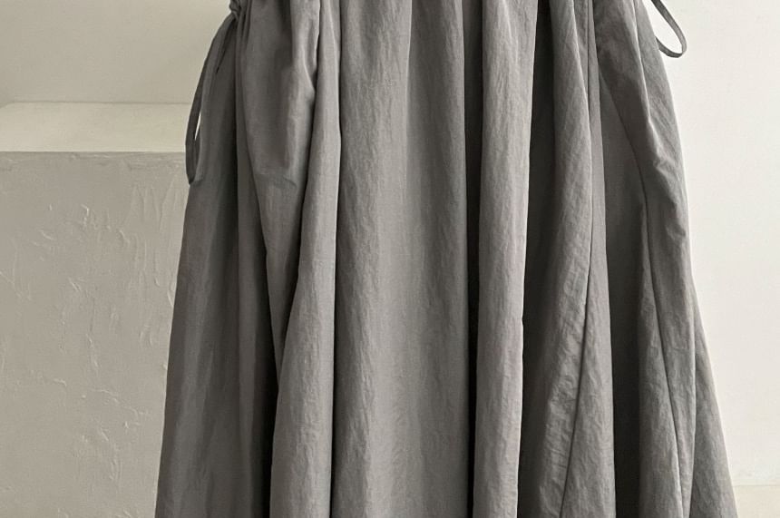Spaghetti Strap Scoop Neck Plain Maxi A-Line Dress
