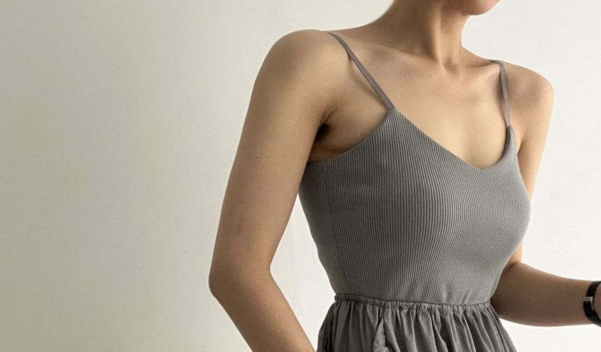 Spaghetti Strap Scoop Neck Plain Maxi A-Line Dress