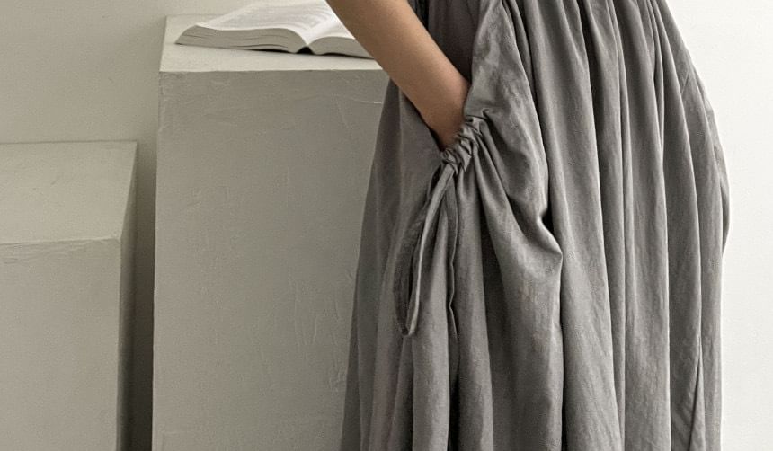 Spaghetti Strap Scoop Neck Plain Maxi A-Line Dress