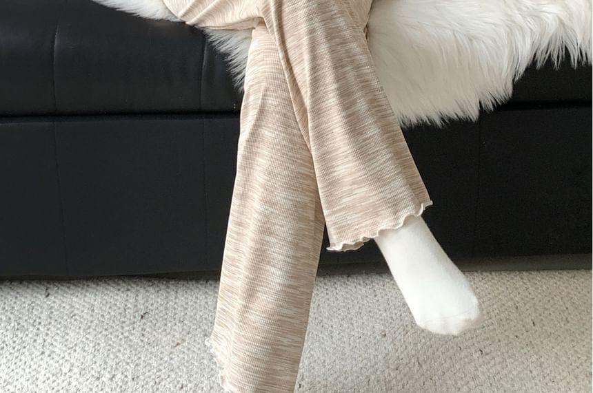 Pajama Set: Melange Cardigan + Camisole Top + Pants