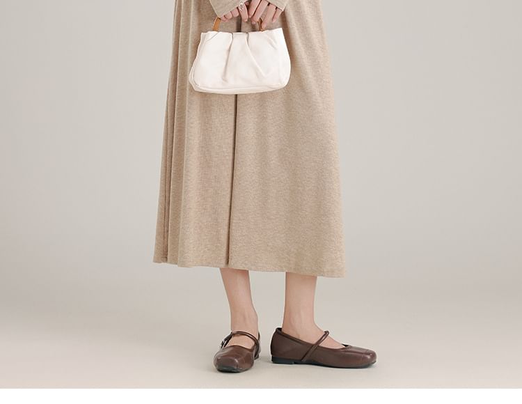 Set: Plain Open Front Crop Cardigan + Asymmetrical Ruched Camisole Top + High Waist Midi A-Line Skirt