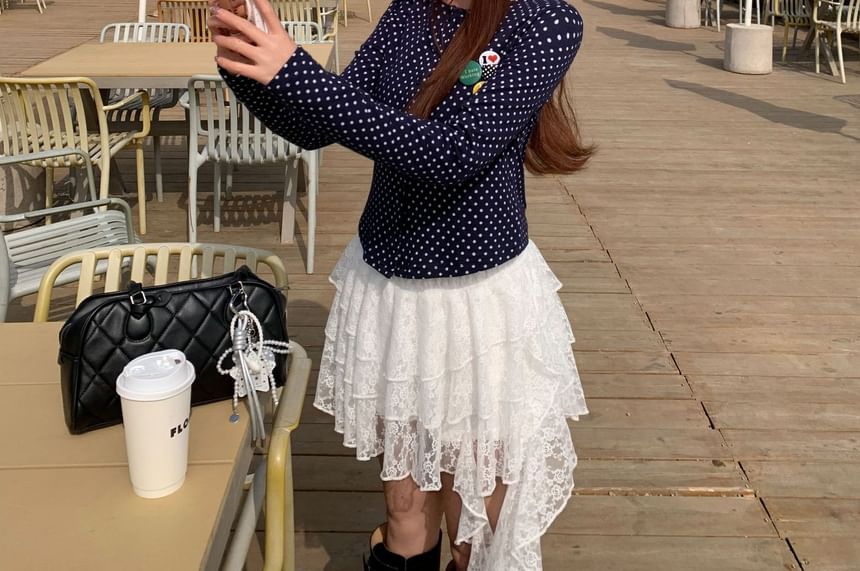 Round Neck Dotted Cardigan