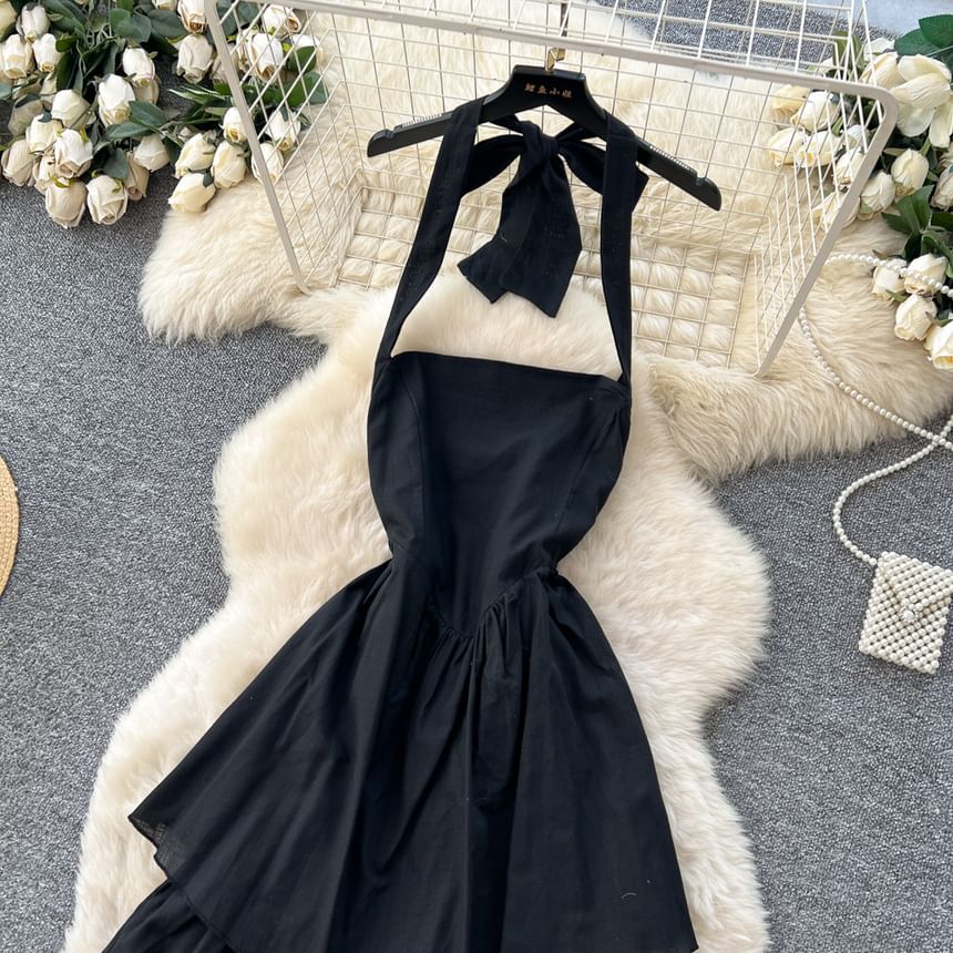Sleeveless Plain Maxi A-Line Tiered Dress