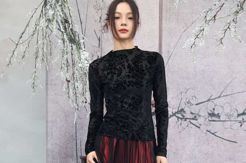 Mesh Overlay Ruffled Midi Skirt - Altfashion Shop