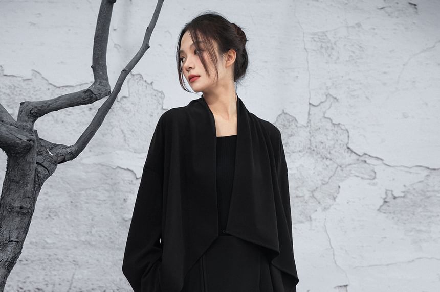 Asymmetrical Plain Open Front Cardigan