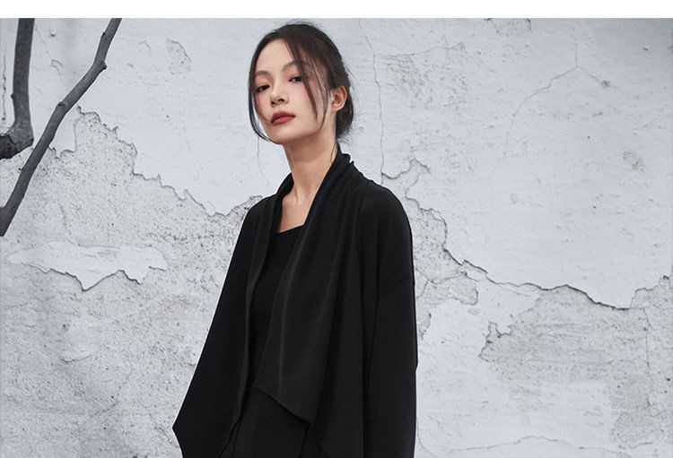 Asymmetrical Plain Open Front Cardigan