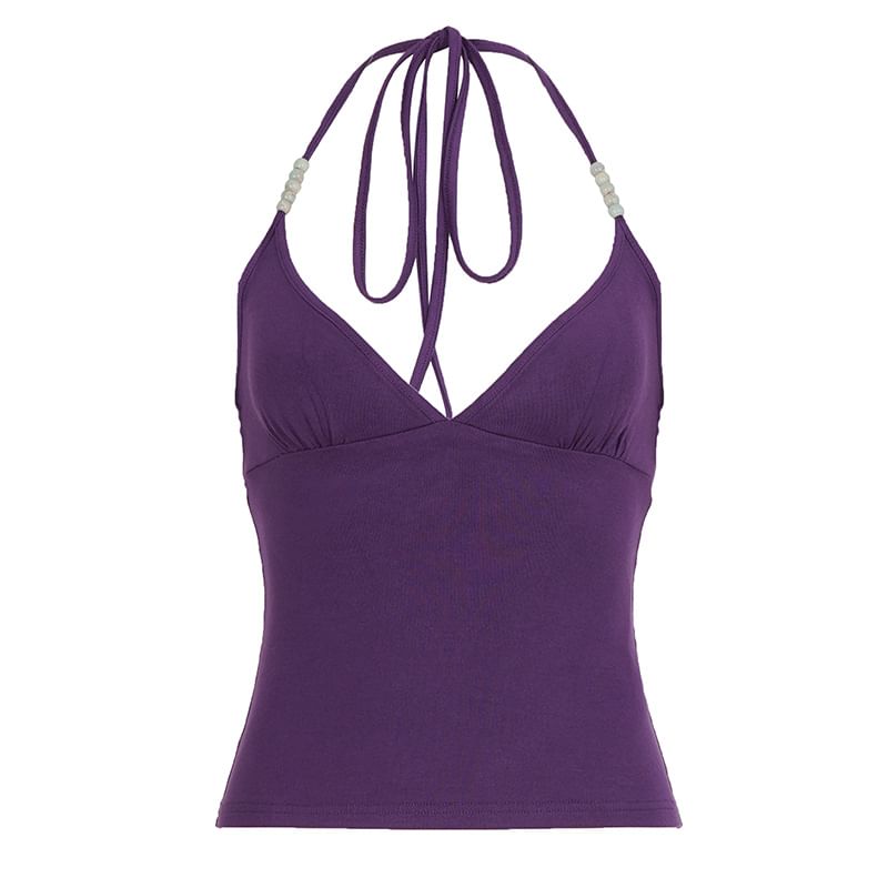V-Neck Plain Slim-Fit Camisole Blouse