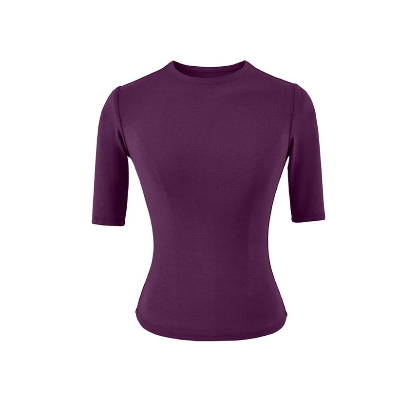 Short-Sleeve Mock Neck Solid Tee