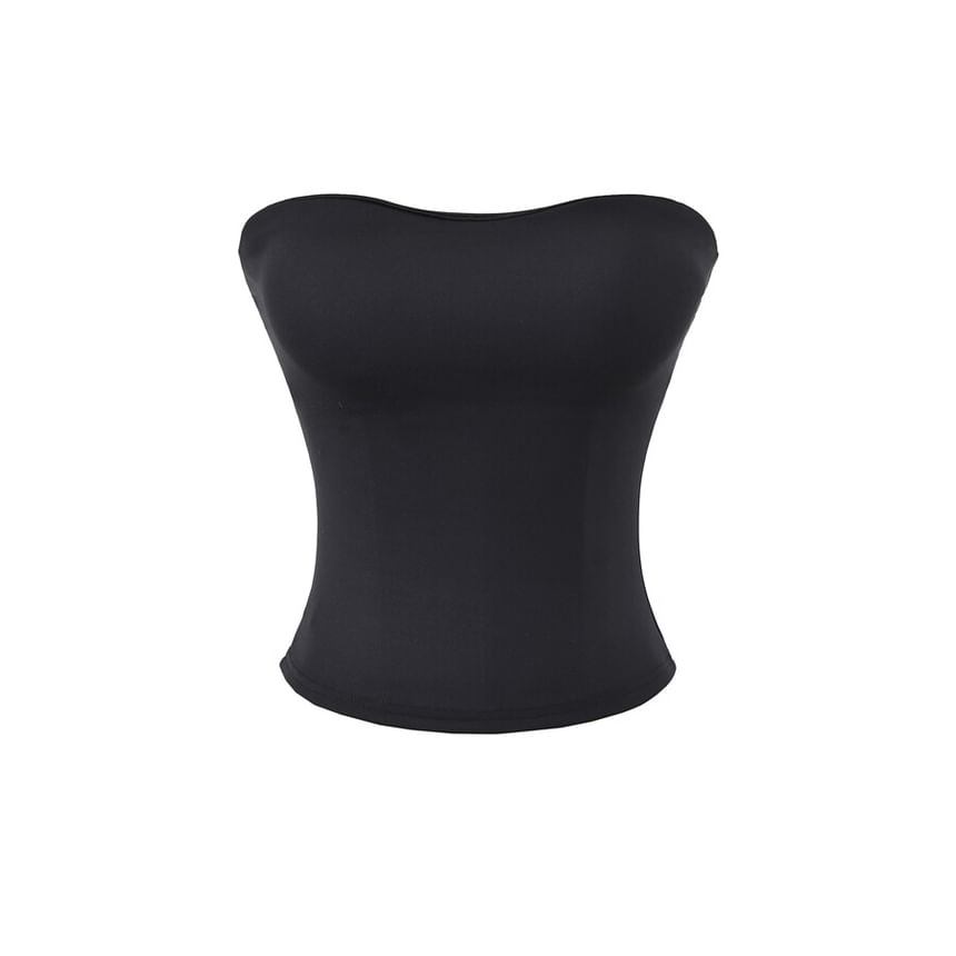 Strapless Solid Cropped Tube Top