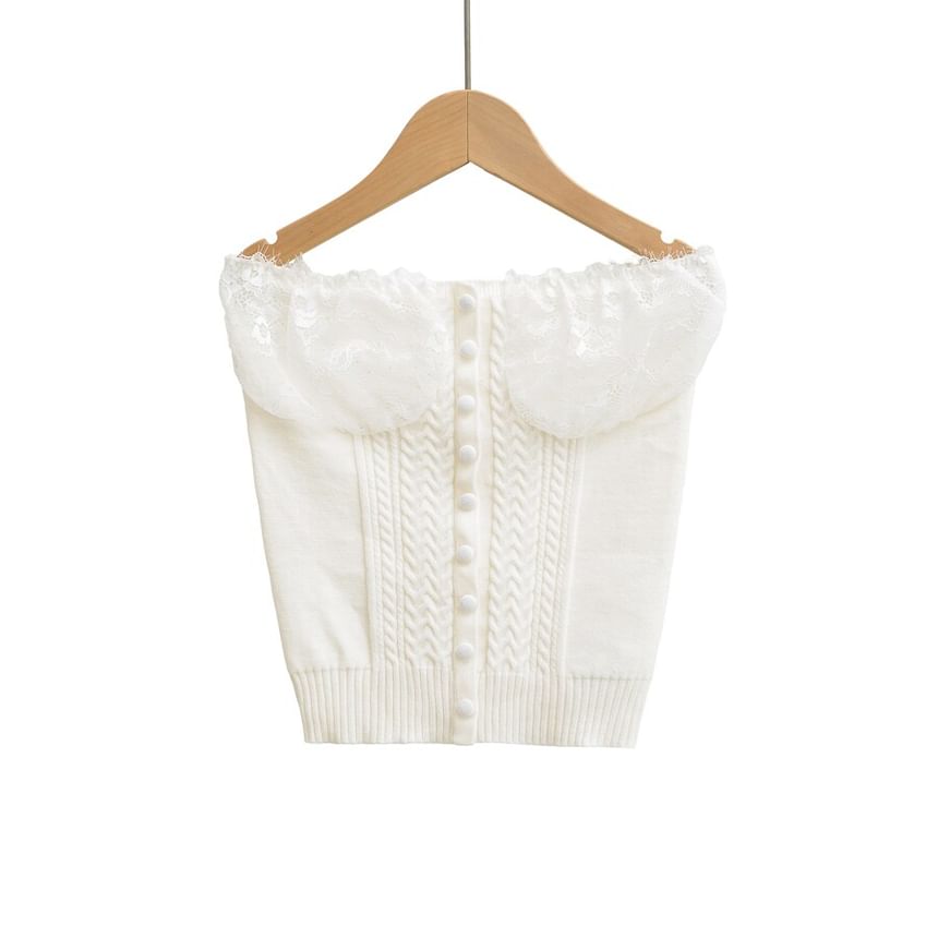 Strapless Plain Cable Knit Tube Top