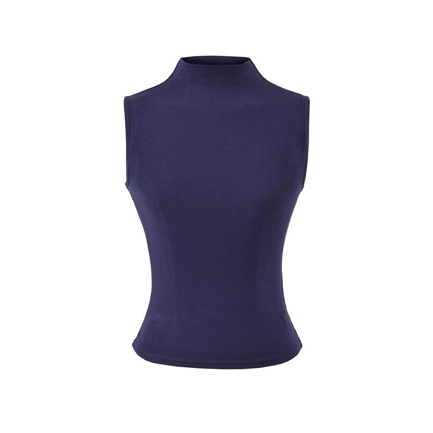 Sleeveless Mock Neck Basic Top