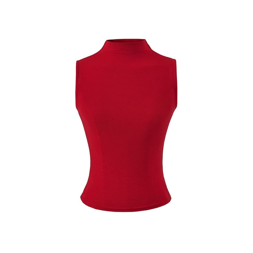 Sleeveless Mock Neck Basic Top