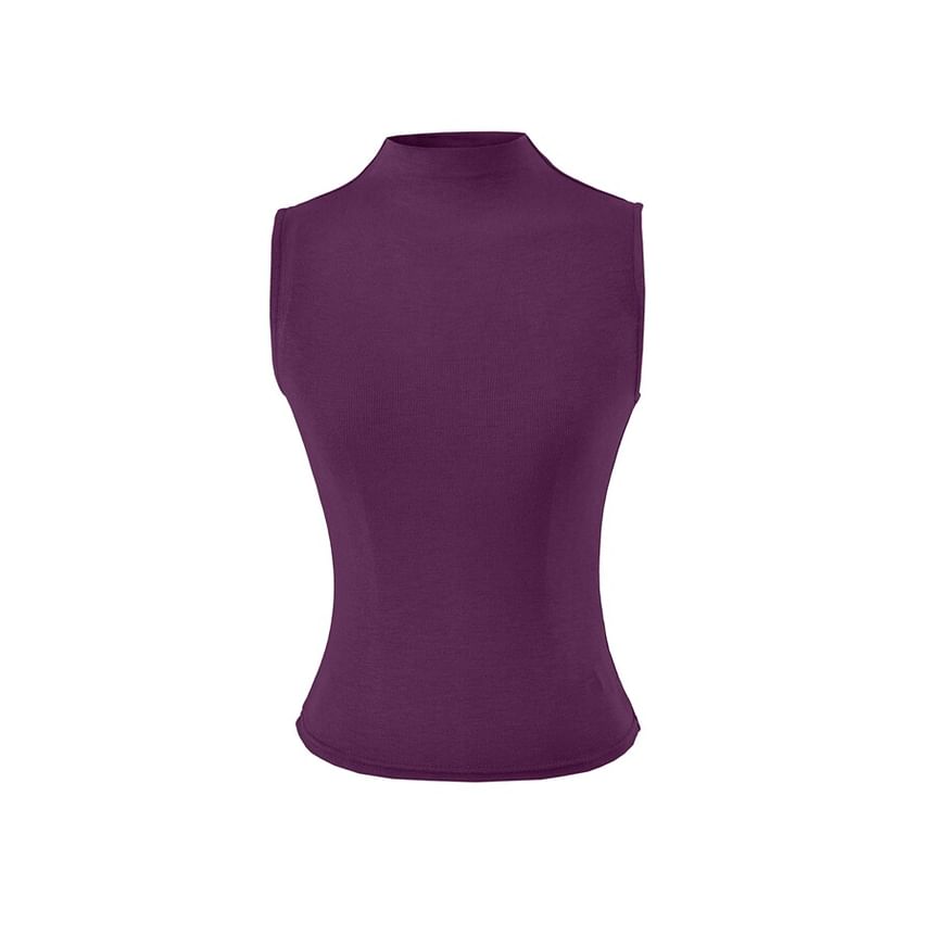 Sleeveless Mock Neck Basic Top