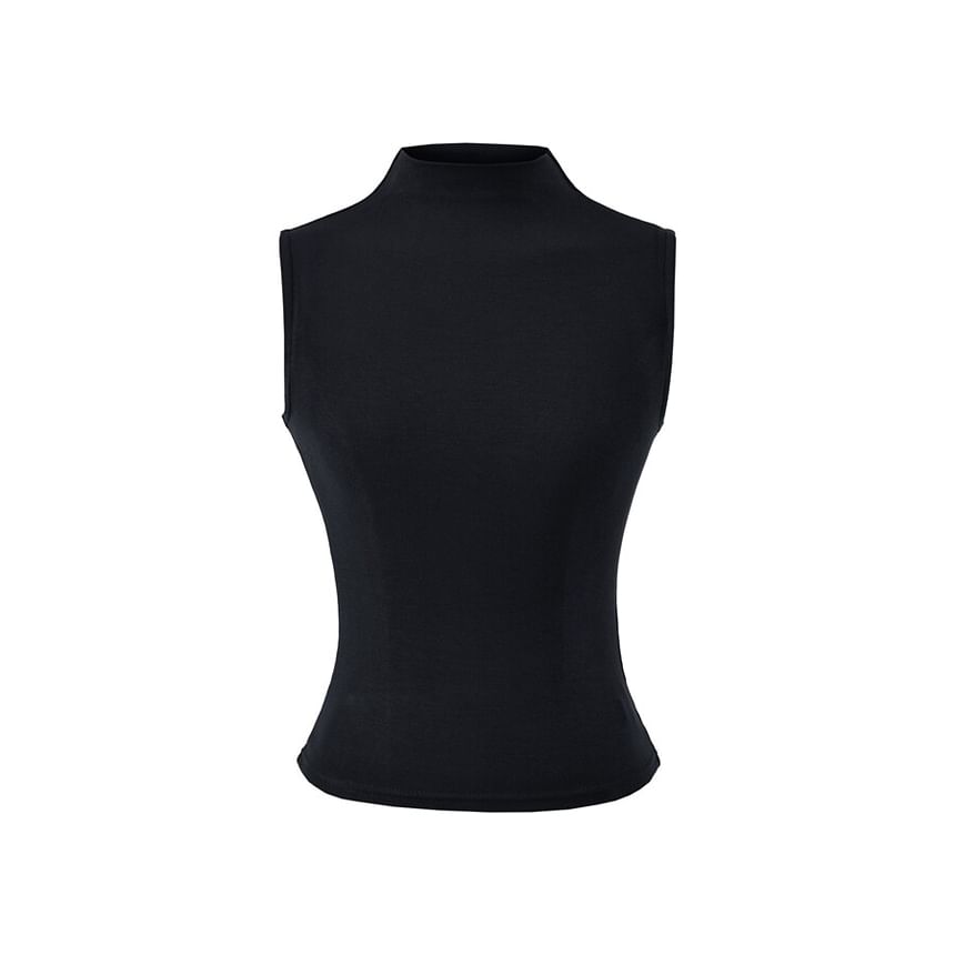 Sleeveless Mock Neck Basic Top
