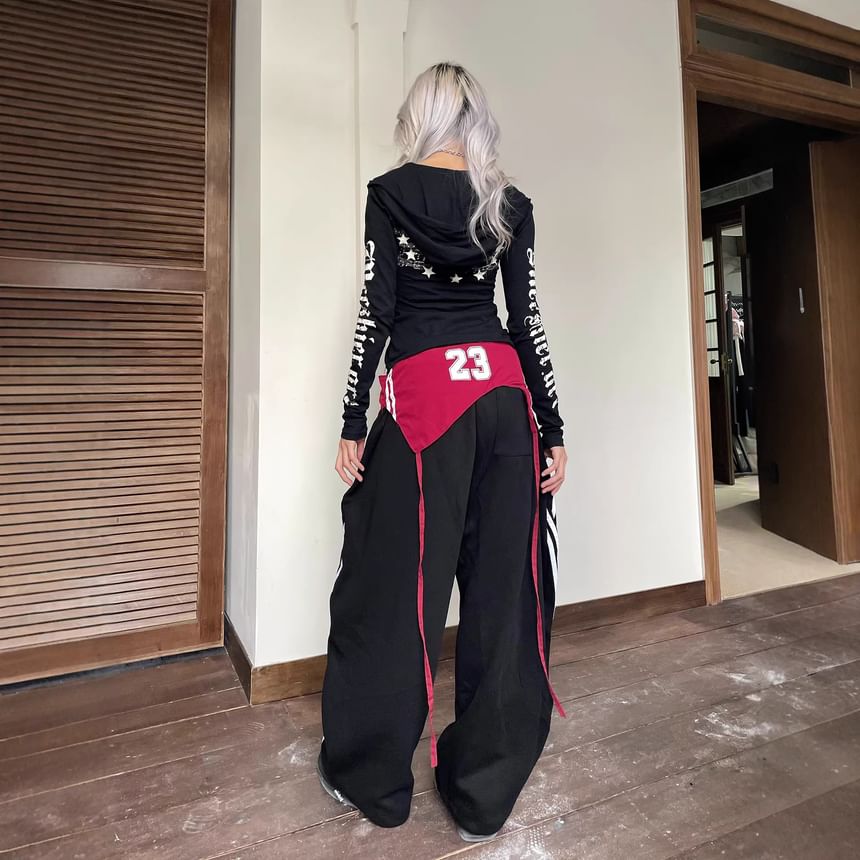 Striped Barrel Leg Sweatpants + Mini Skirt Set - Altfashion Shop