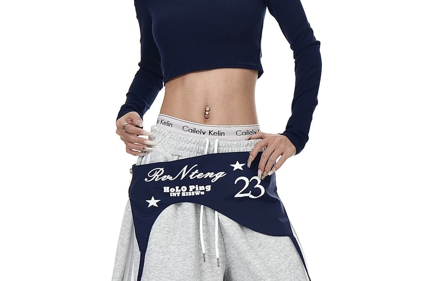 Striped Barrel Leg Sweatpants + Mini Skirt Set - Altfashion Shop