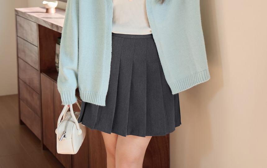 V-Neck Plain Open Front Cardigan