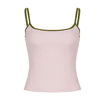 Contrast-Trim Camisole & Tie-Waist Pencil Skirt Set - Altfashion Shop