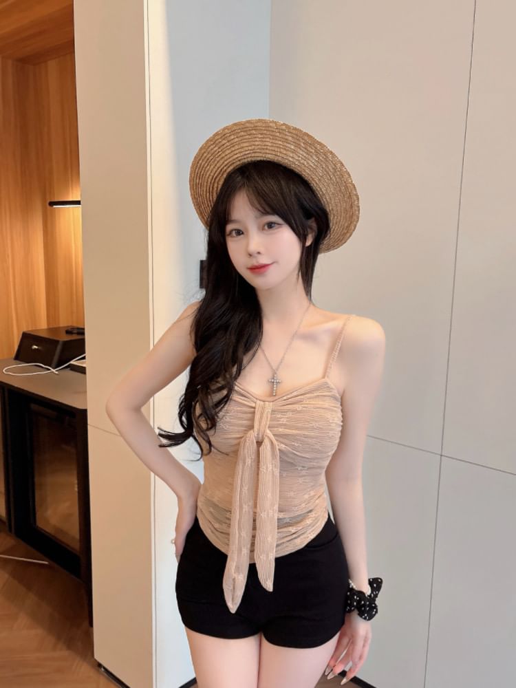 Knot Front Lace Camisole Blouse