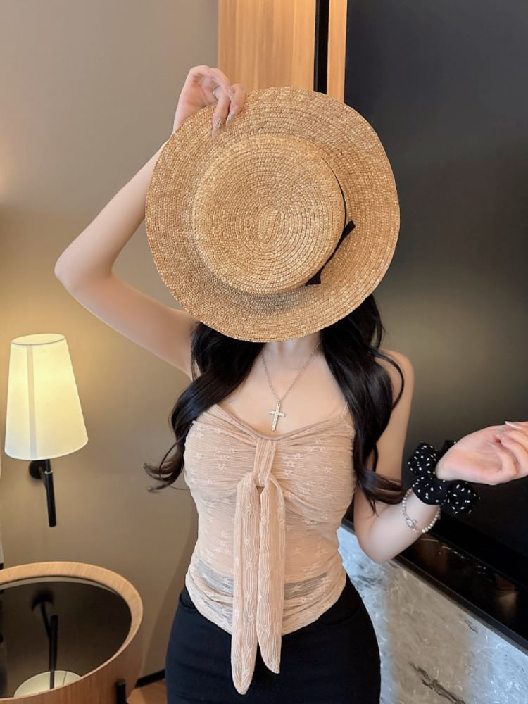 Knot Front Lace Camisole Blouse